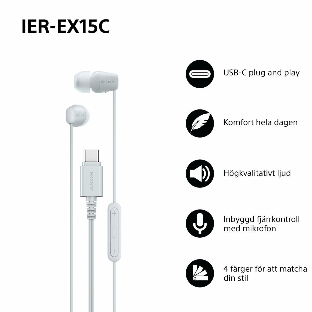 Sony Headphones Sony Ierex15Cw White
