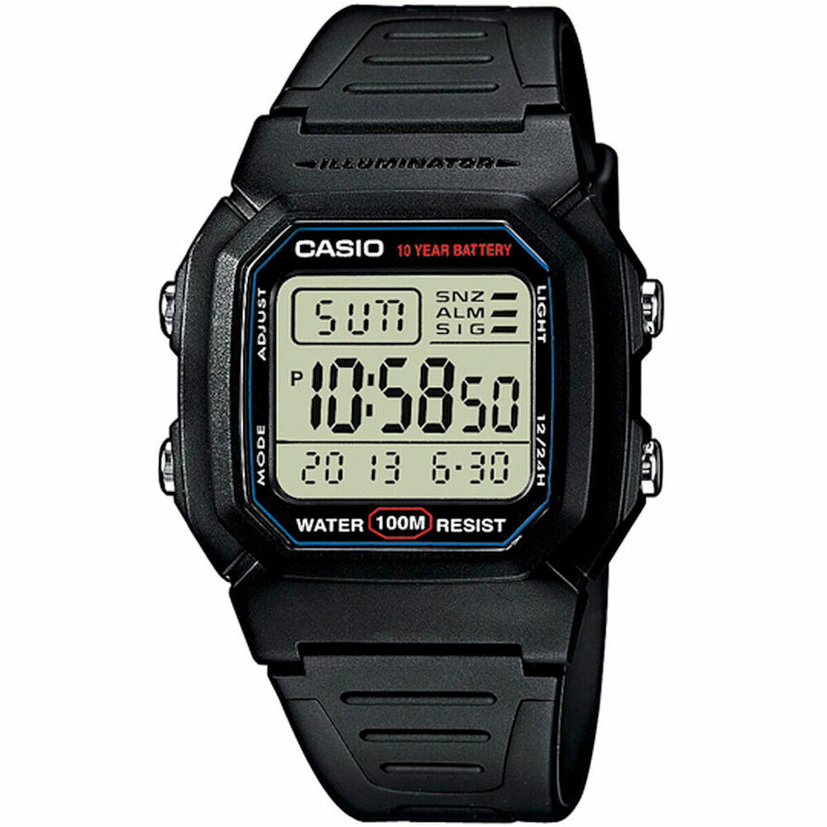 Casio Men's Watch Casio Bruni Basics-Clear W-800H-1Aves Alarm Stopwatch Alarm Clock
