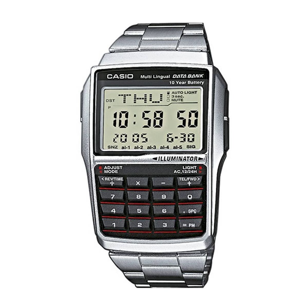 Casio Men's Watch Casio Databank Calculator Steel Black Silver