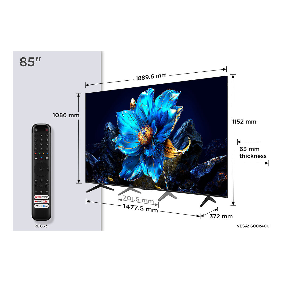 Tcl Smart Tv Tcl 85P7K 85" 4K Ultra Hd Hdr Qled