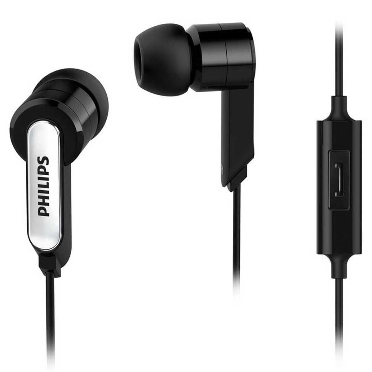 Philips Headphones With Microphone Philips She1405Bk/10 Black Silicone