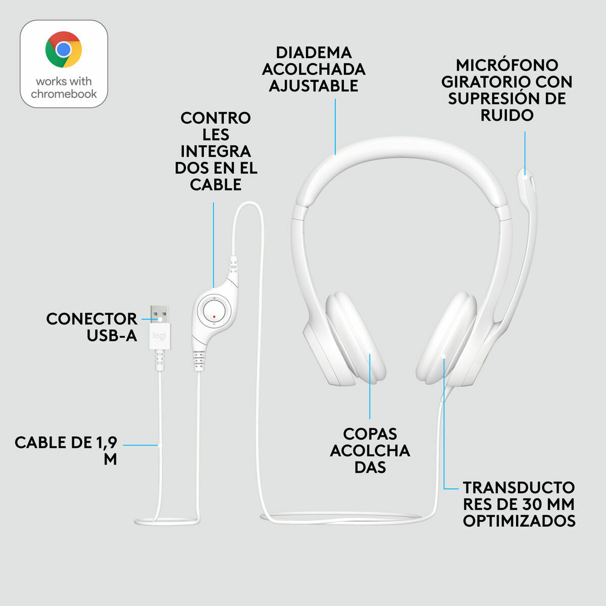 Logitech Headphones Logitech H390 White