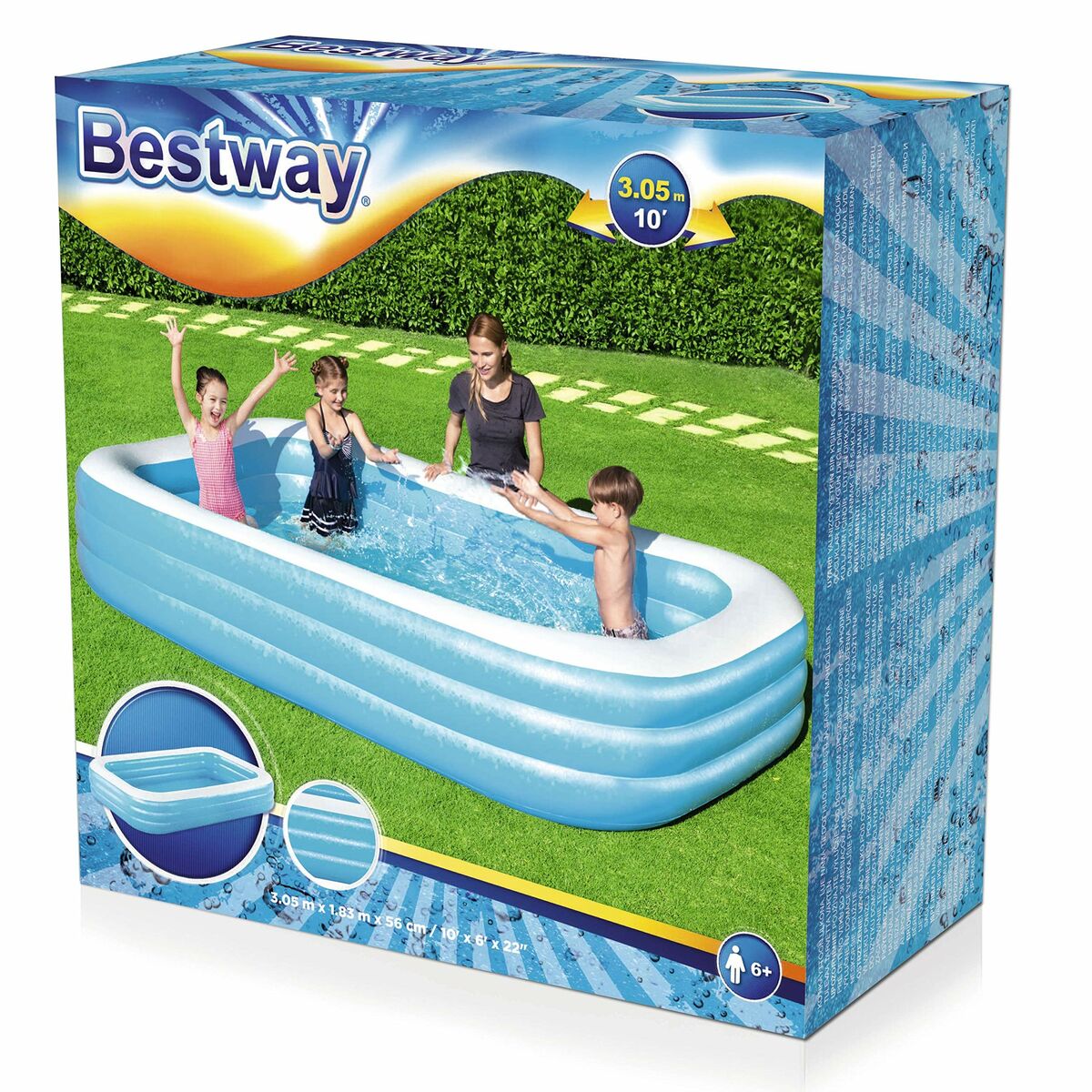 Bestway Inflatable Paddling Pool For Children Bestway Multicolour 305 X 183 X 56 Cm