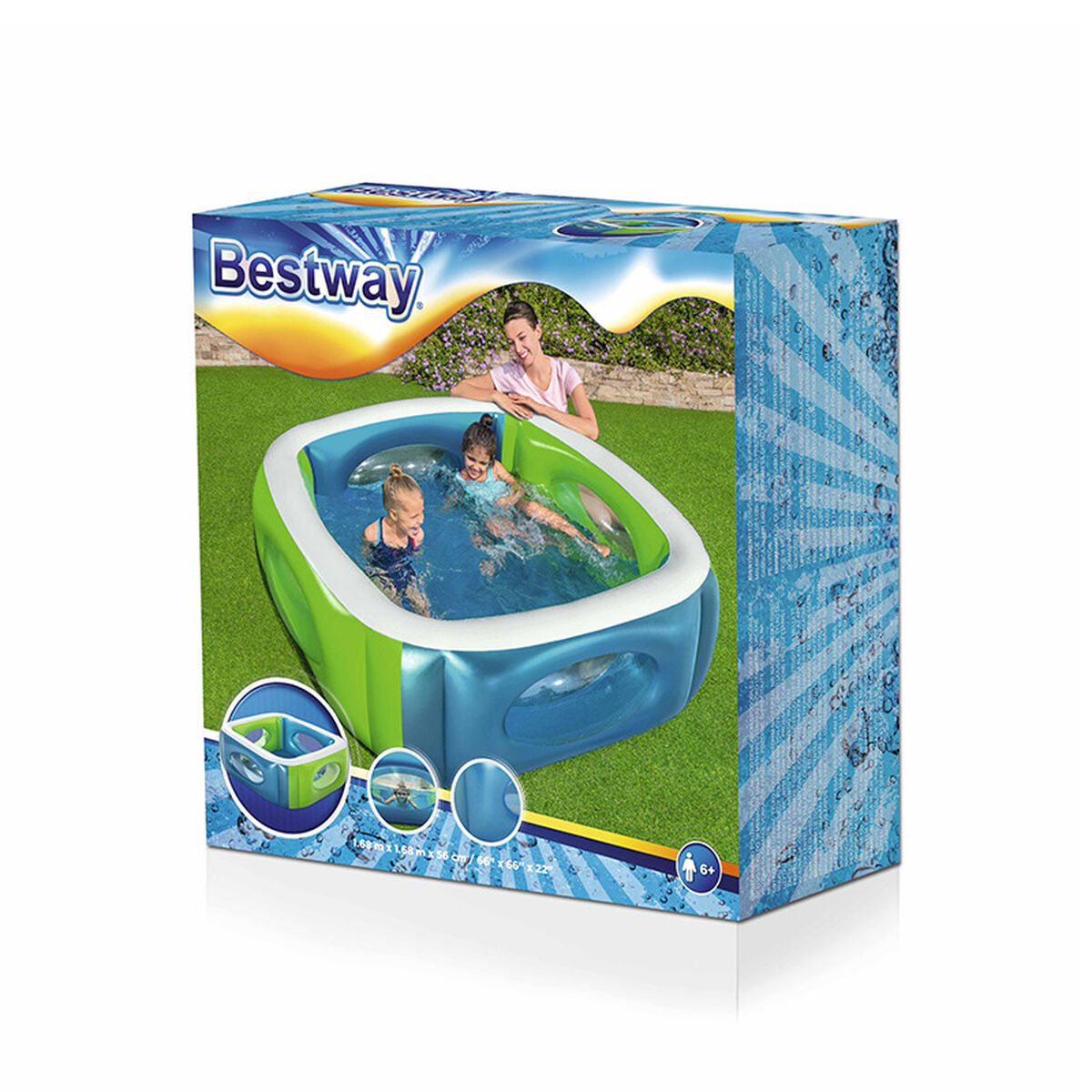 Bestway Inflatable Paddling Pool For Children Bestway 168 X 168 X 56 Cm