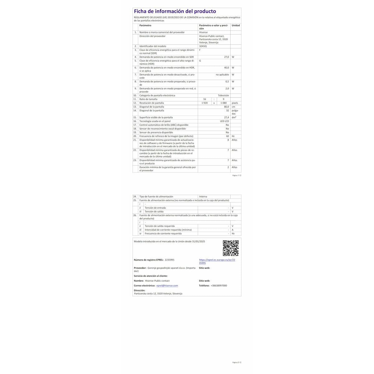 Hisense Smart Tv Hisense 32A5Q 32" Full Hd Hdr Hdr10 Qled