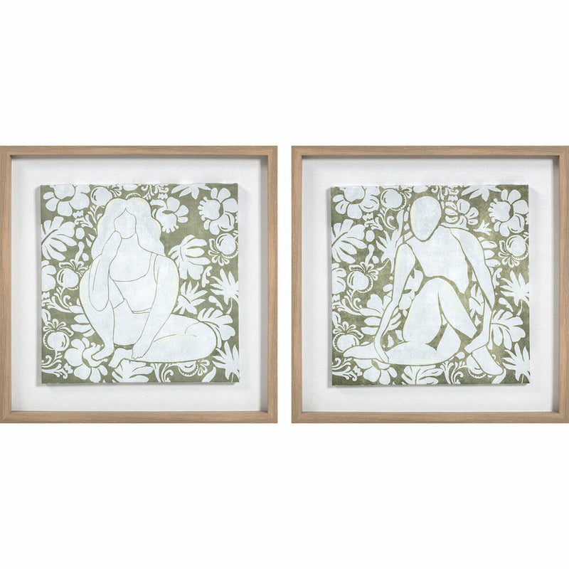 Canvas DKD Home Decor Wood Floral (2 Units) (Refurbished D)