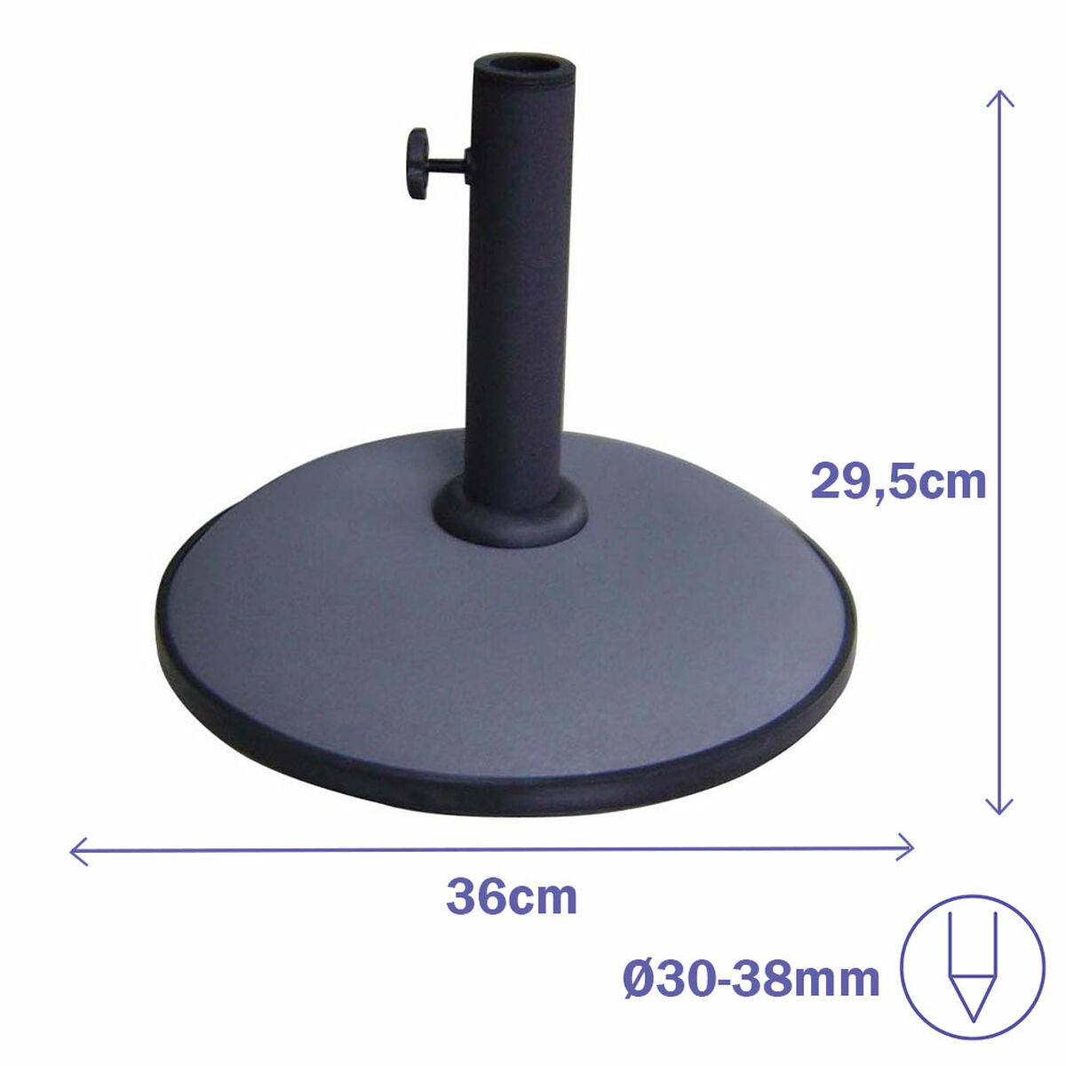 Marbueno Round Umbrella Base Cement 36X29.5 Cm 11Kg Grey Garden, Pool, Terrace 10442
