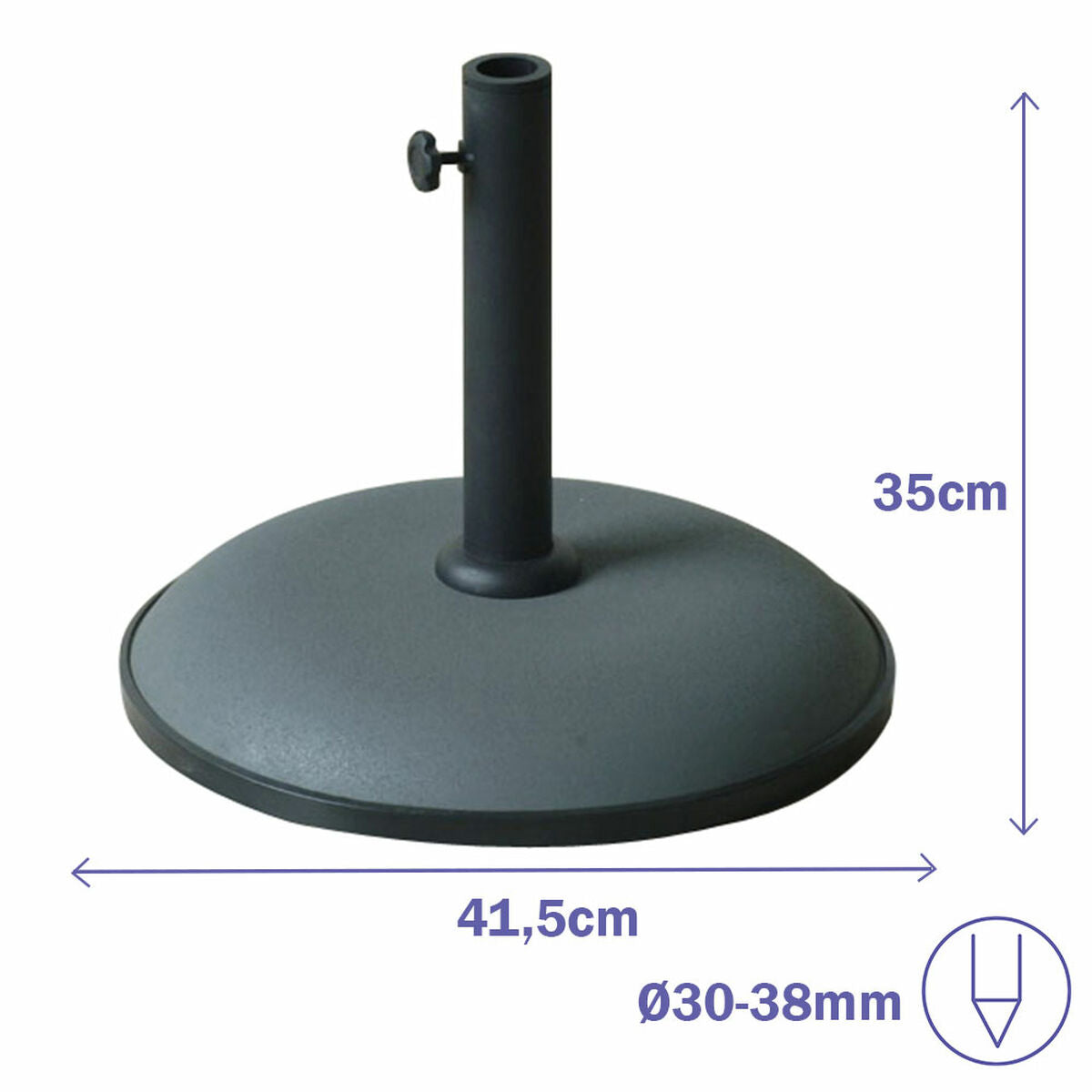 Marbueno Round Umbrella Base Cement 41.5X35 Cm 15Kg Grey Garden, Pool, Terrace 10446